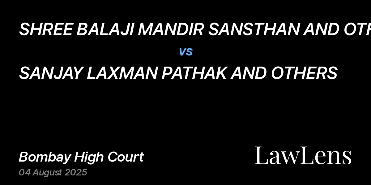 Preview image for SHREE BALAJI MANDIR SANSTHAN AND OTHERS vs. SANJAY LAXMAN PATHAK AND OTHERS