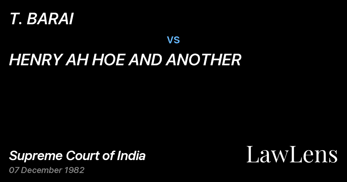 Preview image for T. BARAI vs. HENRY AH HOE AND ANOTHER