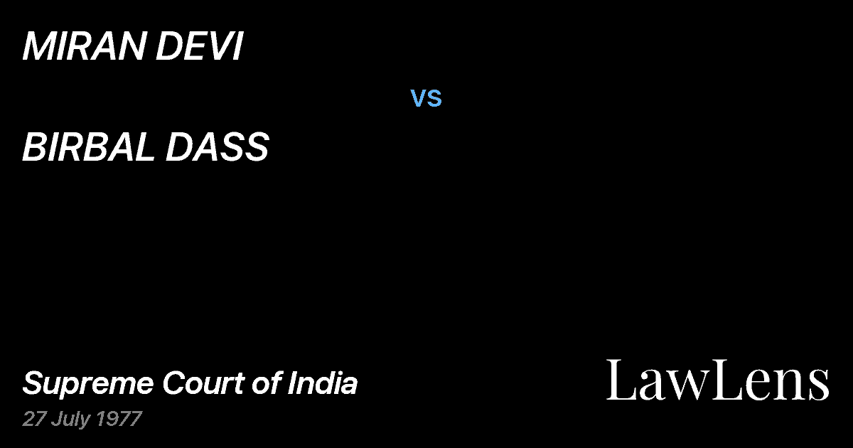 Preview image for MIRAN DEVI vs. BIRBAL DASS