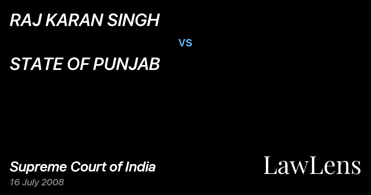 Preview image for RAJ KARAN SINGH vs. STATE OF PUNJAB