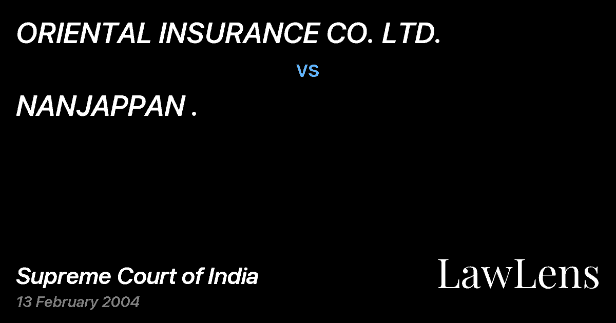 Preview image for ORIENTAL INSURANCE CO. LTD. vs. NANJAPPAN .