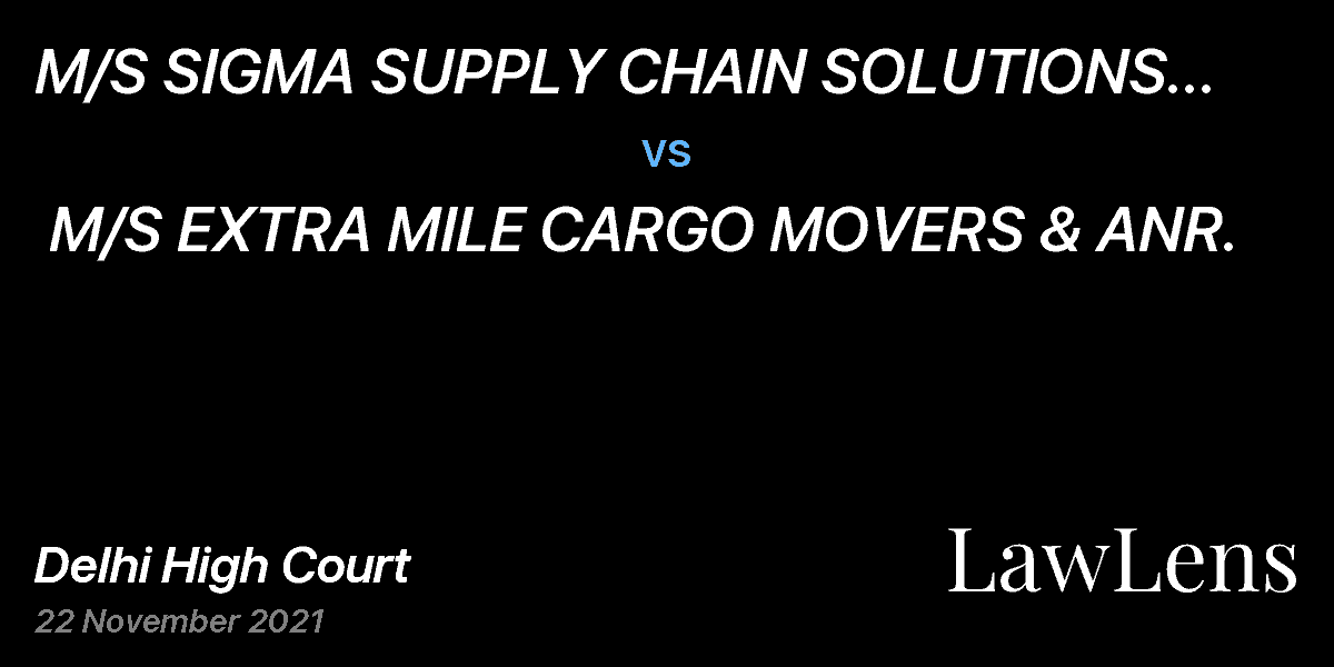 Preview image for M/S SIGMA SUPPLY CHAIN SOLUTIONS PVT LTD & ORS. vs. M/S EXTRA MILE CARGO MOVERS & ANR.