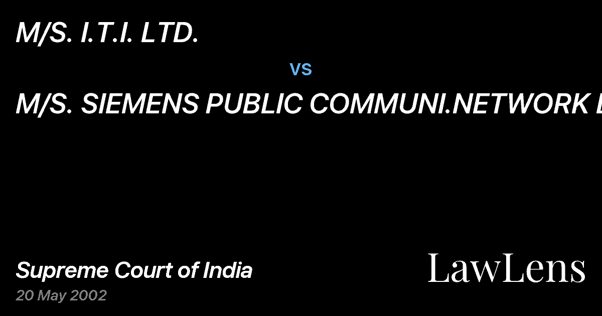 Preview image for M/S. I.T.I. LTD. vs. M/S. SIEMENS PUBLIC COMMUNI.NETWORK LTD