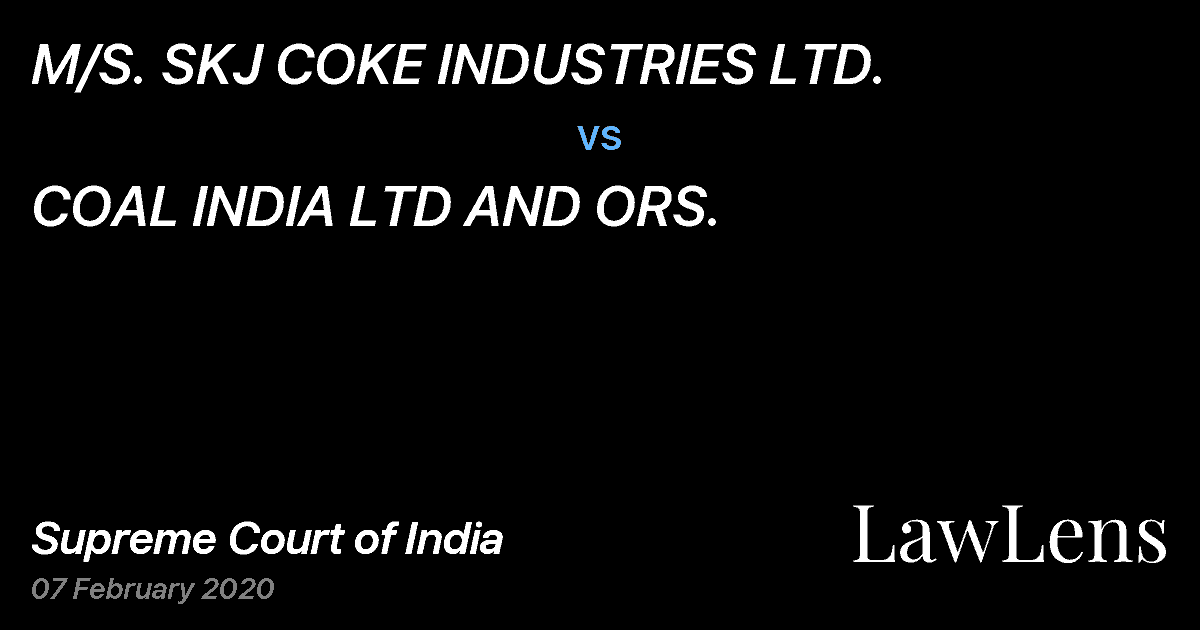 Preview image for M/S. SKJ COKE INDUSTRIES LTD. vs. COAL INDIA LTD AND ORS.