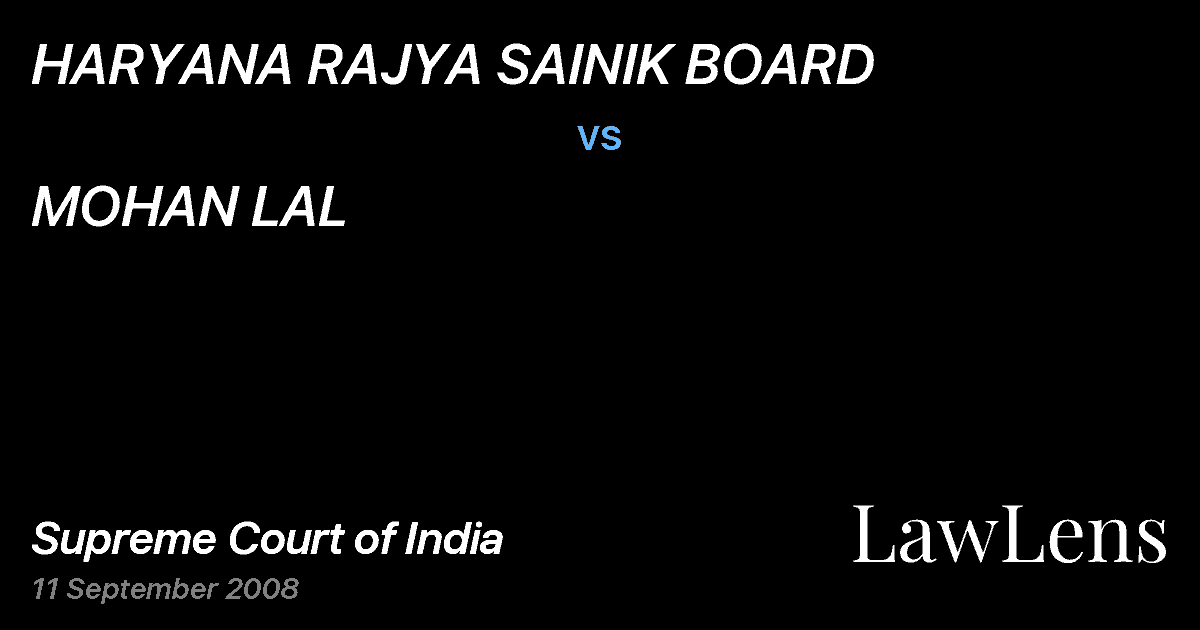Preview image for HARYANA RAJYA SAINIK BOARD vs. MOHAN LAL