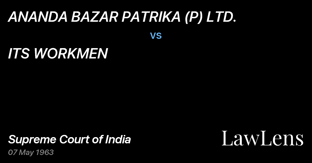 Preview image for ANANDA BAZAR PATRIKA (P) LTD. vs. ITS WORKMEN