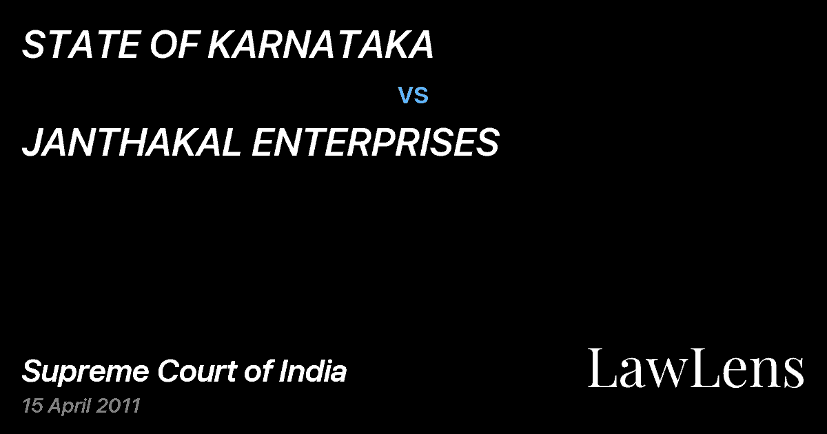 Preview image for STATE OF KARNATAKA vs. JANTHAKAL ENTERPRISES
