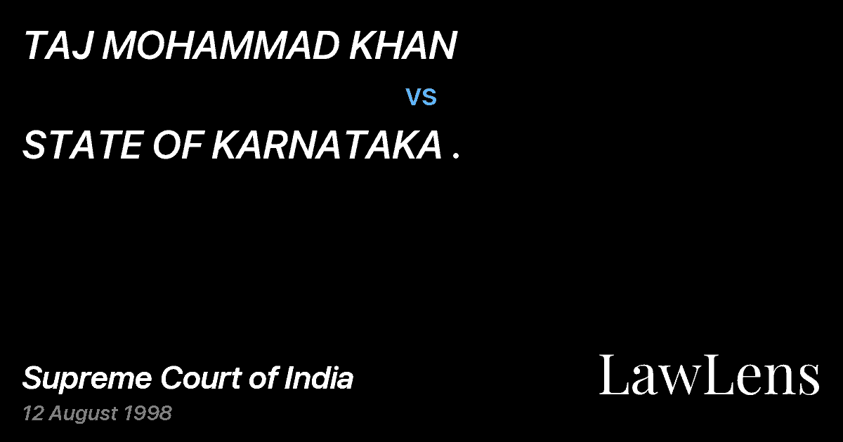 Preview image for TAJ MOHAMMAD KHAN vs. STATE OF KARNATAKA .