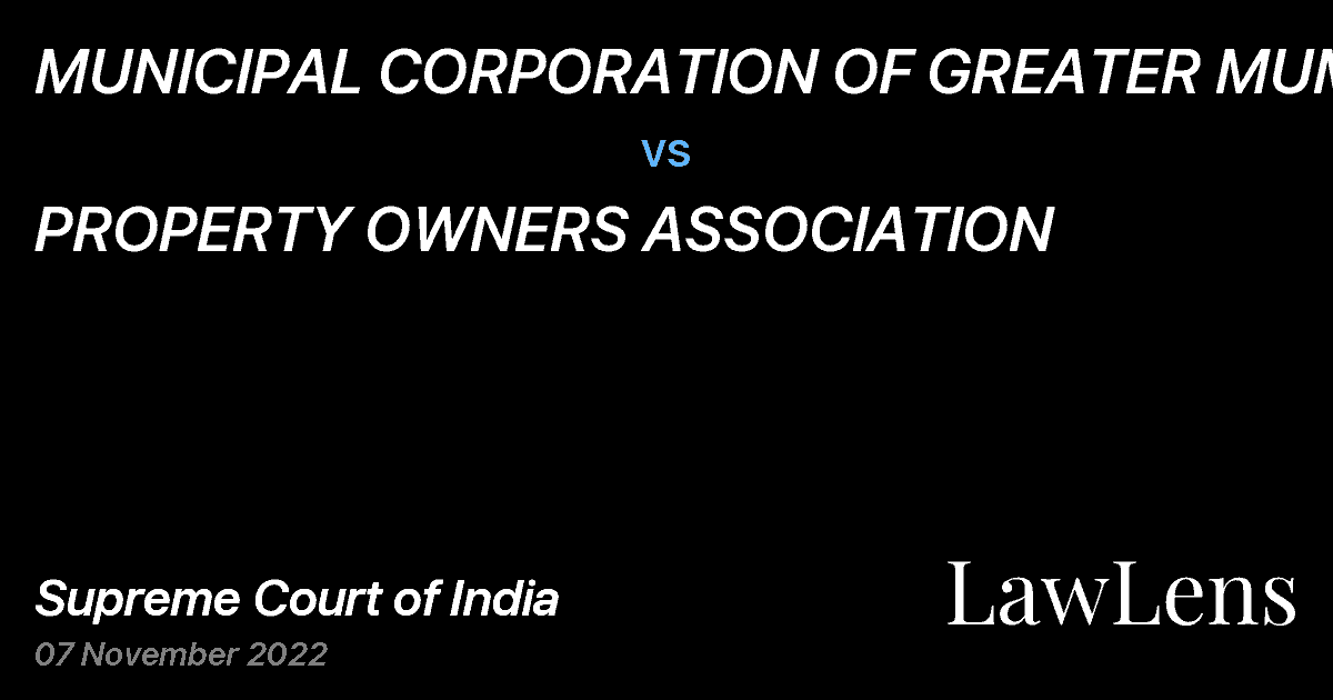 Preview image for MUNICIPAL CORPORATION OF GREATER MUMBAI vs. PROPERTY OWNERS ASSOCIATION