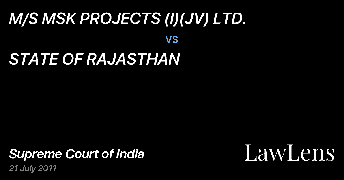 Preview image for M/S MSK PROJECTS (I)(JV) LTD. vs. STATE OF RAJASTHAN