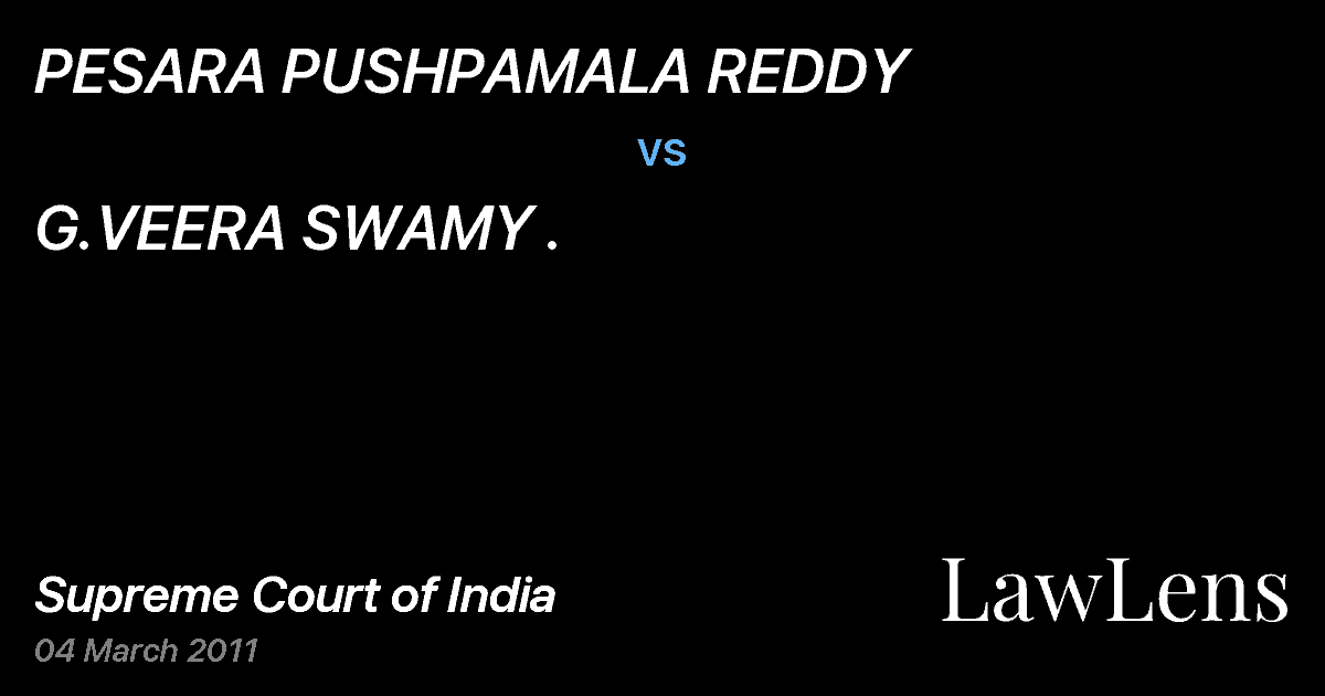 Preview image for PESARA PUSHPAMALA REDDY vs. G.VEERA SWAMY .
