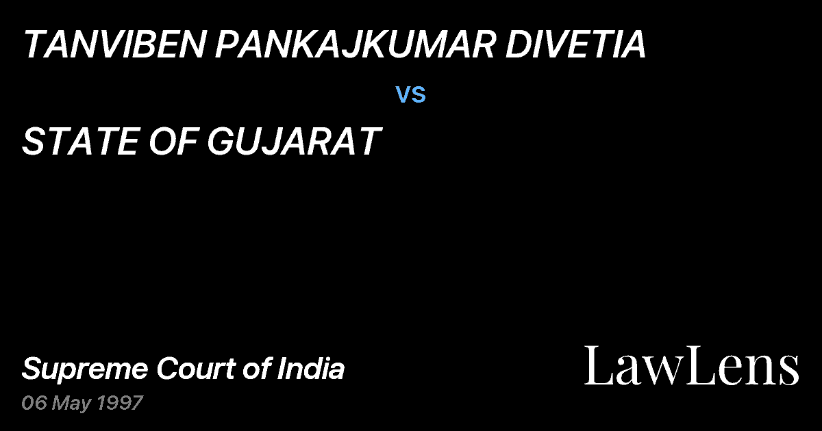 Preview image for TANVIBEN PANKAJKUMAR DIVETIA vs. STATE OF GUJARAT
