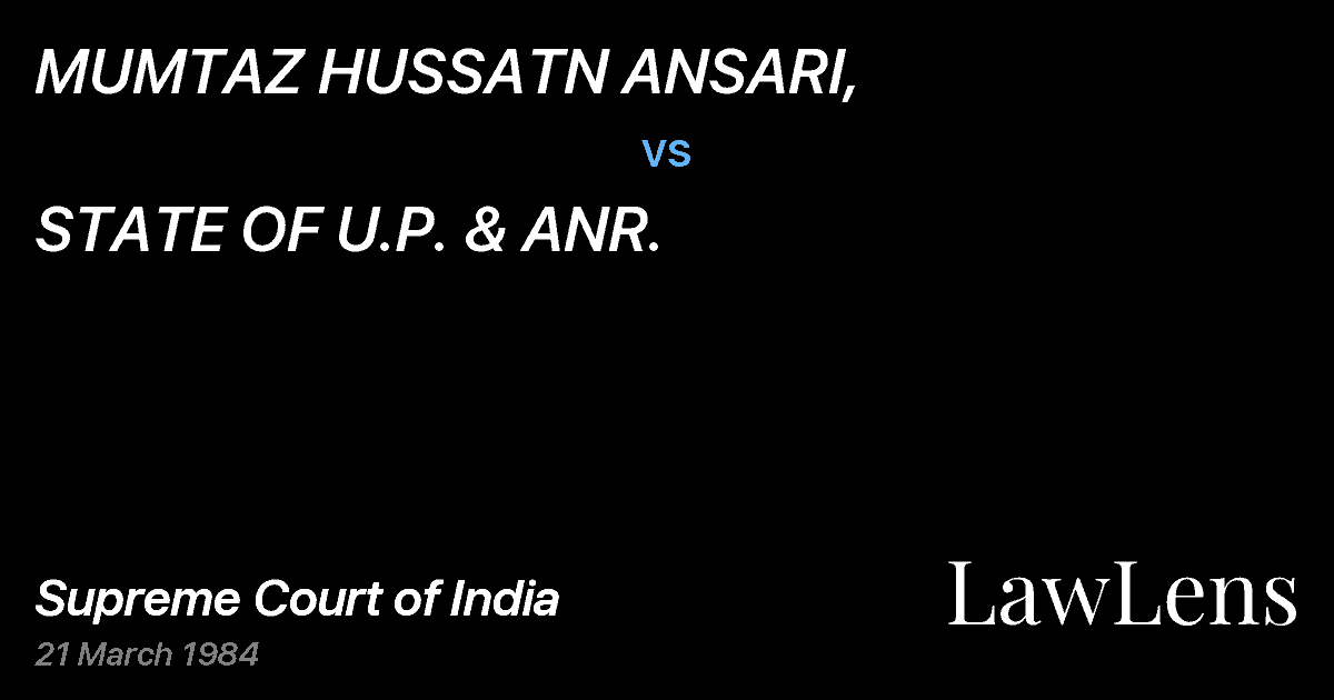 Preview image for MUMTAZ HUSSATN ANSARI, vs. STATE OF U.P. & ANR.