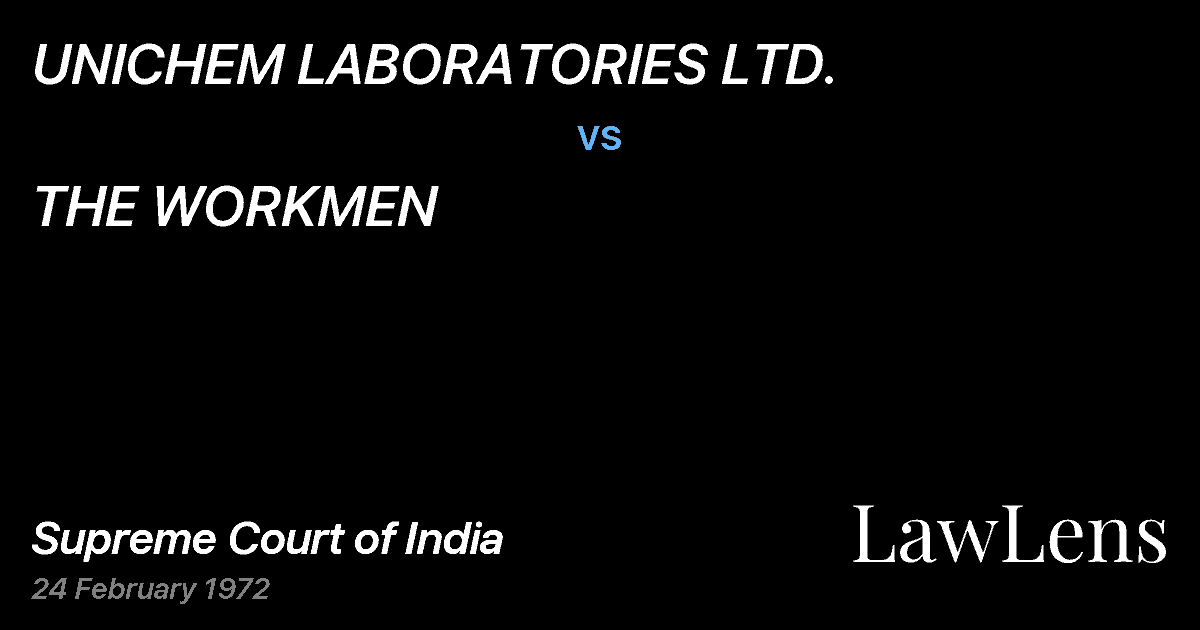 Preview image for UNICHEM LABORATORIES LTD. vs. THE WORKMEN