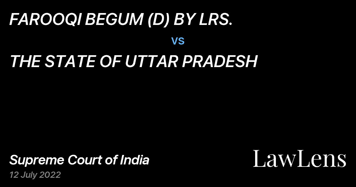 Preview image for FAROOQI BEGUM (D) BY LRS. vs. THE STATE OF UTTAR PRADESH