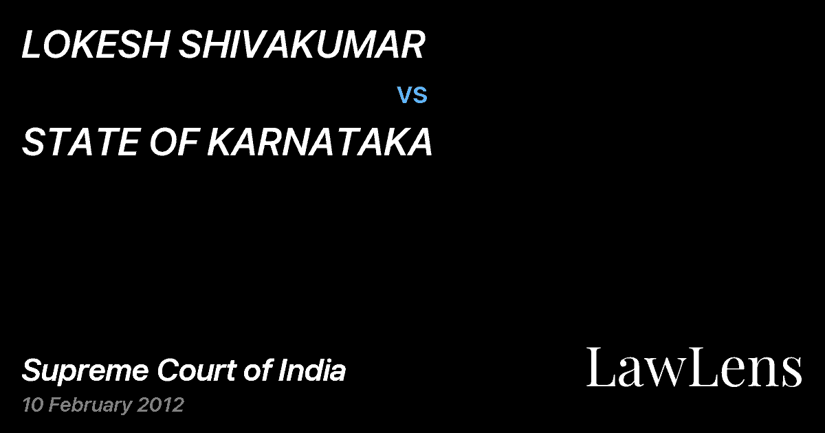 Preview image for LOKESH SHIVAKUMAR vs. STATE OF KARNATAKA