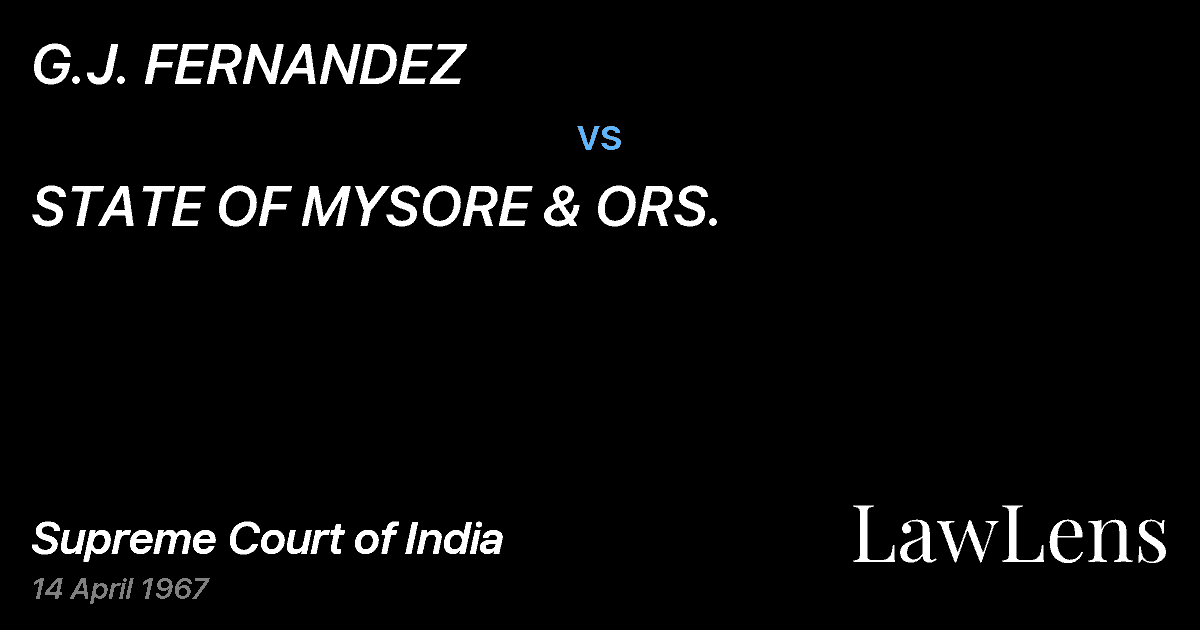 Preview image for G.J. FERNANDEZ vs. STATE OF MYSORE & ORS.