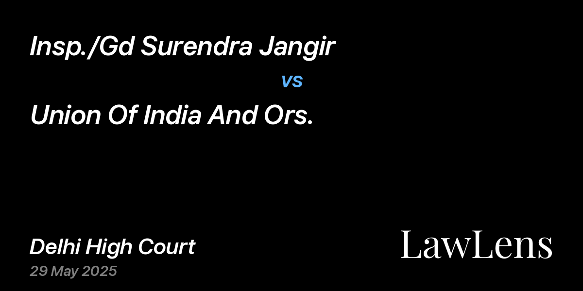 Preview image for Insp./Gd Surendra Jangir vs. Union Of India And Ors.