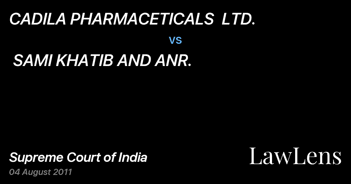 Preview image for CADILA PHARMACETICALS  LTD. vs. SAMI KHATIB AND ANR.