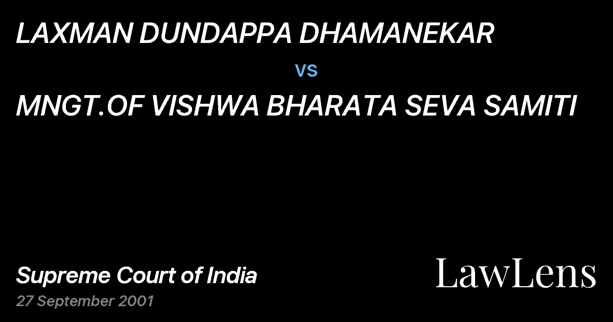 Preview image for LAXMAN DUNDAPPA DHAMANEKAR vs. MNGT.OF VISHWA BHARATA SEVA SAMITI