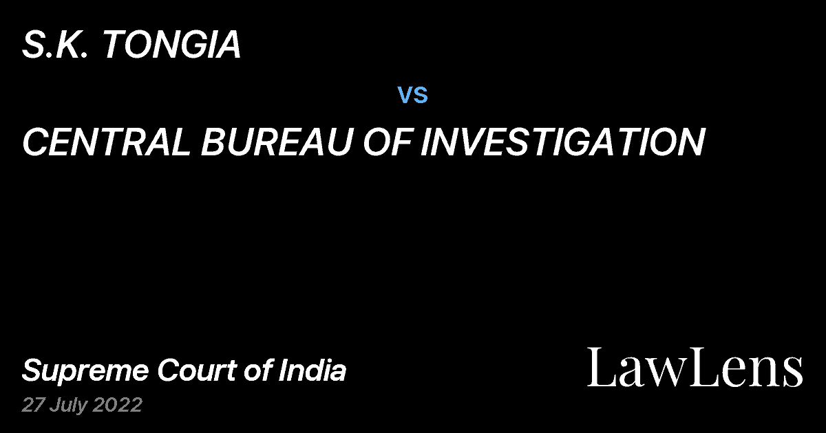 Preview image for S.K. TONGIA vs. CENTRAL BUREAU OF INVESTIGATION