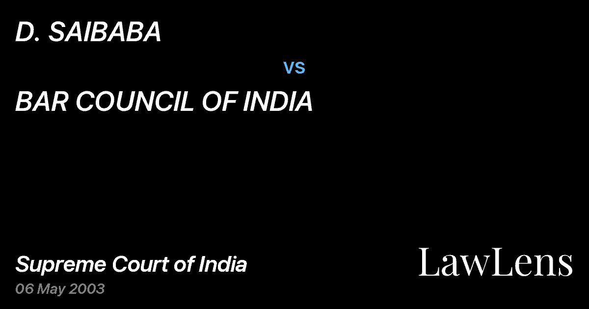 Preview image for D. SAIBABA vs. BAR COUNCIL OF INDIA
