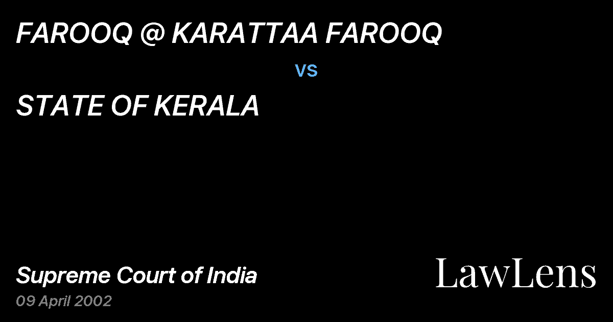 Preview image for FAROOQ @ KARATTAA FAROOQ vs. STATE OF KERALA