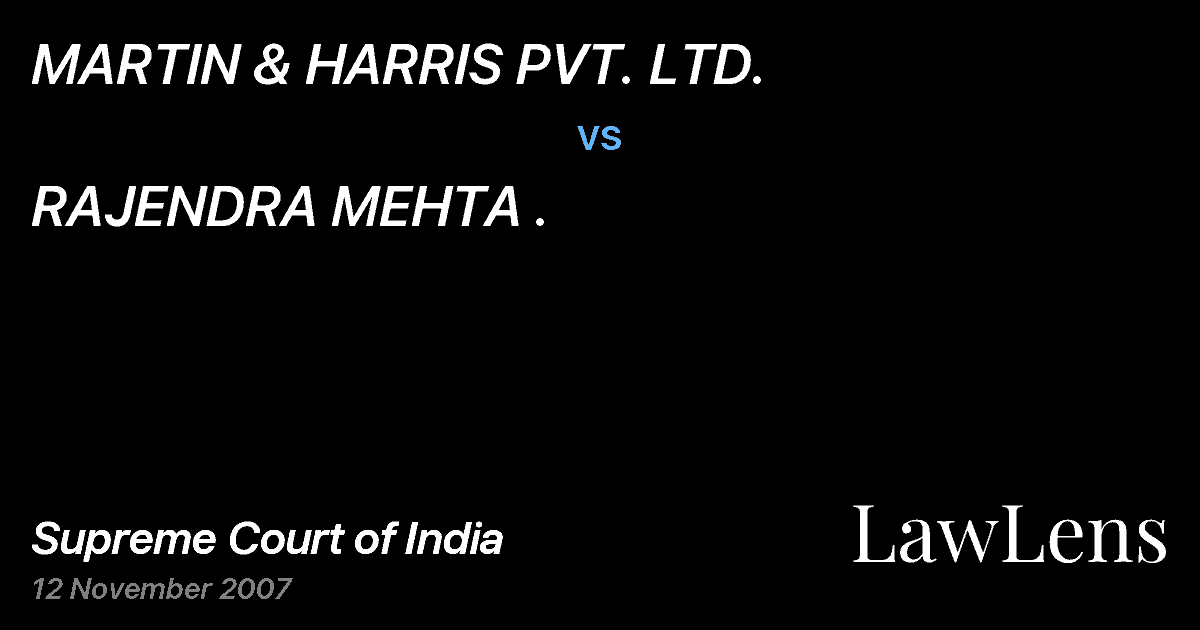 Preview image for MARTIN & HARRIS PVT. LTD. vs. RAJENDRA MEHTA .