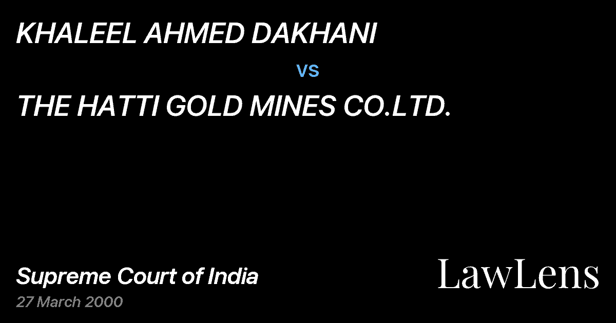 Preview image for KHALEEL AHMED DAKHANI vs. THE HATTI GOLD MINES CO.LTD.