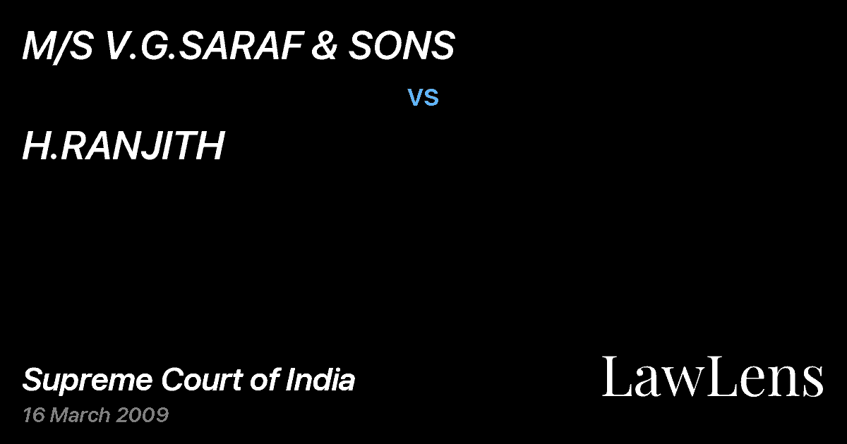 Preview image for M/S V.G.SARAF & SONS vs. H.RANJITH
