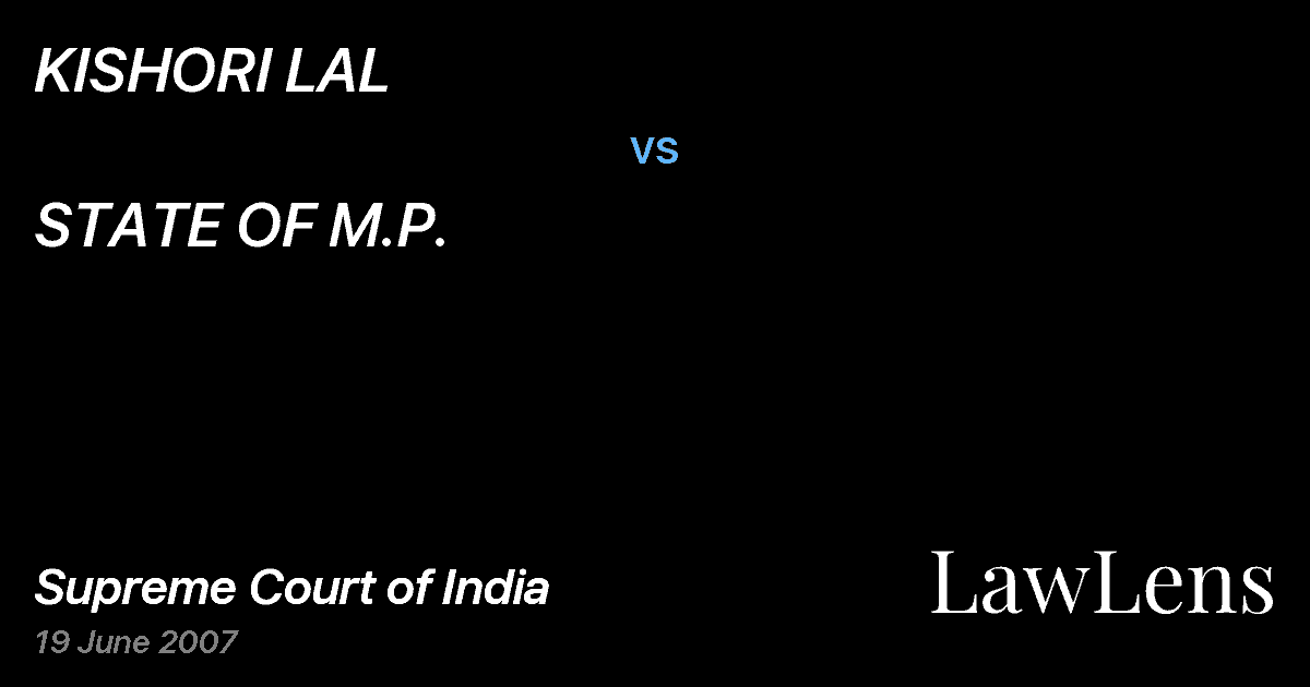 Preview image for KISHORI LAL vs. STATE OF M.P.
