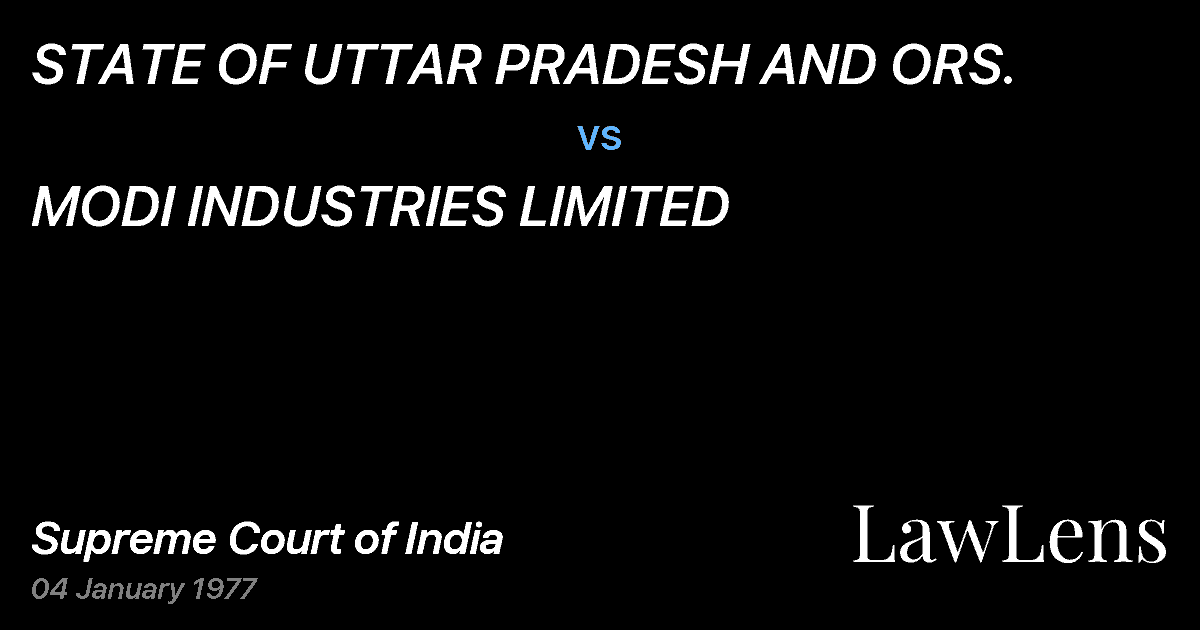 Preview image for STATE OF UTTAR PRADESH AND ORS. vs. MODI INDUSTRIES LIMITED