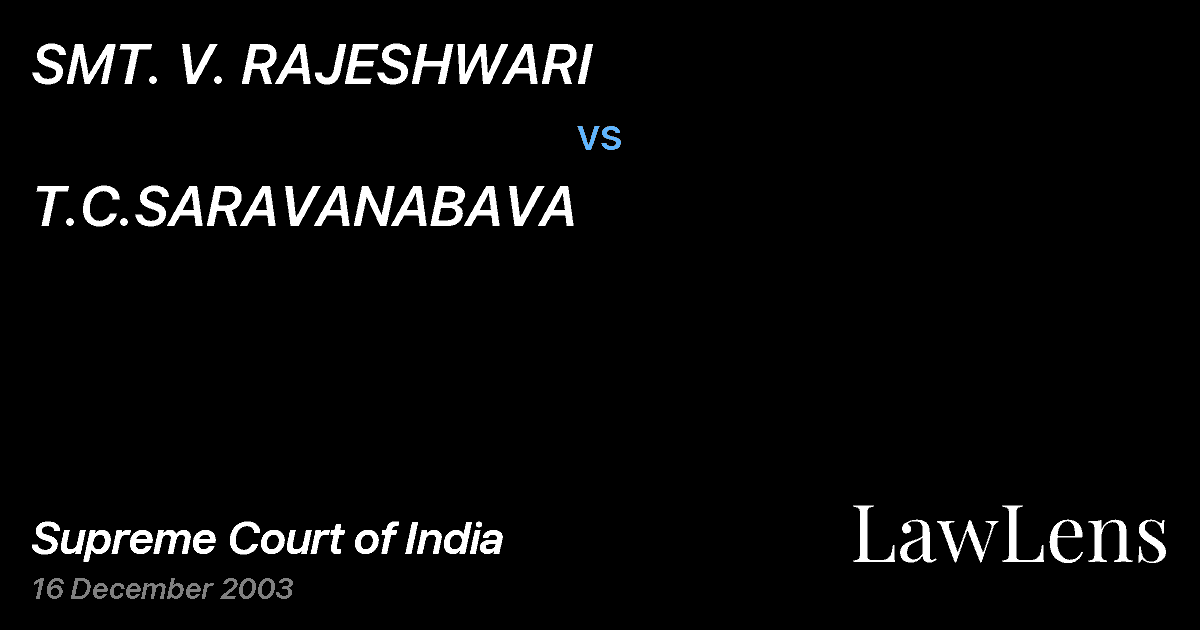 Preview image for SMT. V. RAJESHWARI vs. T.C.SARAVANABAVA