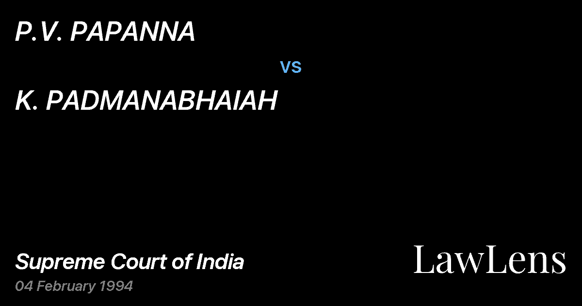 Preview image for P.V. PAPANNA vs. K. PADMANABHAIAH
