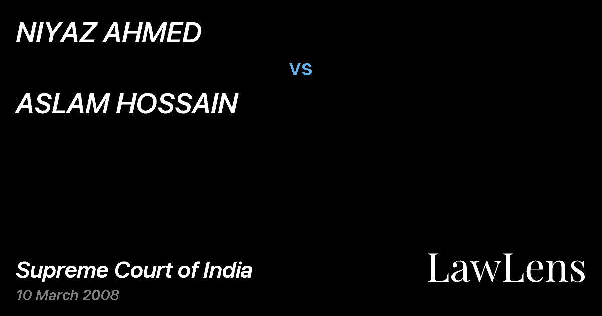 Preview image for NIYAZ AHMED vs. ASLAM HOSSAIN