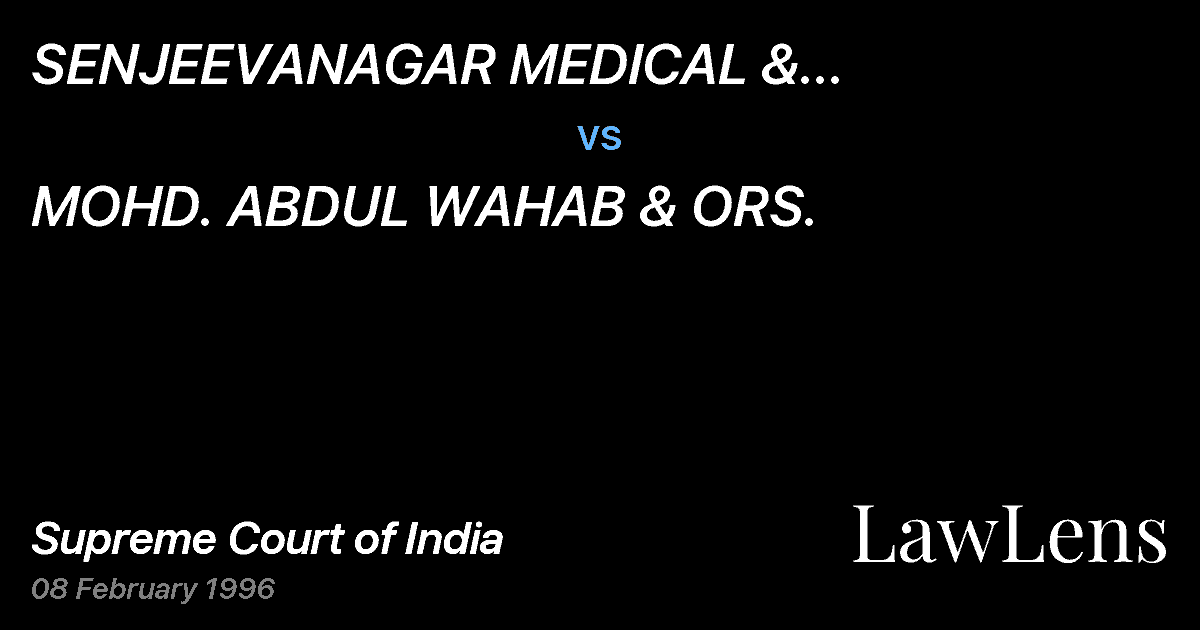 Preview image for SENJEEVANAGAR MEDICAL & HEALTHEMPLOYEES CO-OPERATIVE HOUSIN vs. MOHD. ABDUL WAHAB & ORS.