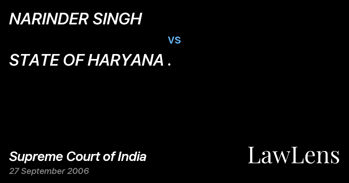 Preview image for NARINDER SINGH vs. STATE OF HARYANA .