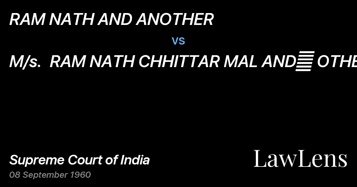 Preview image for RAM NATH AND ANOTHER vs. M/s.  RAM NATH CHHITTAR MAL AND	 OTHERS