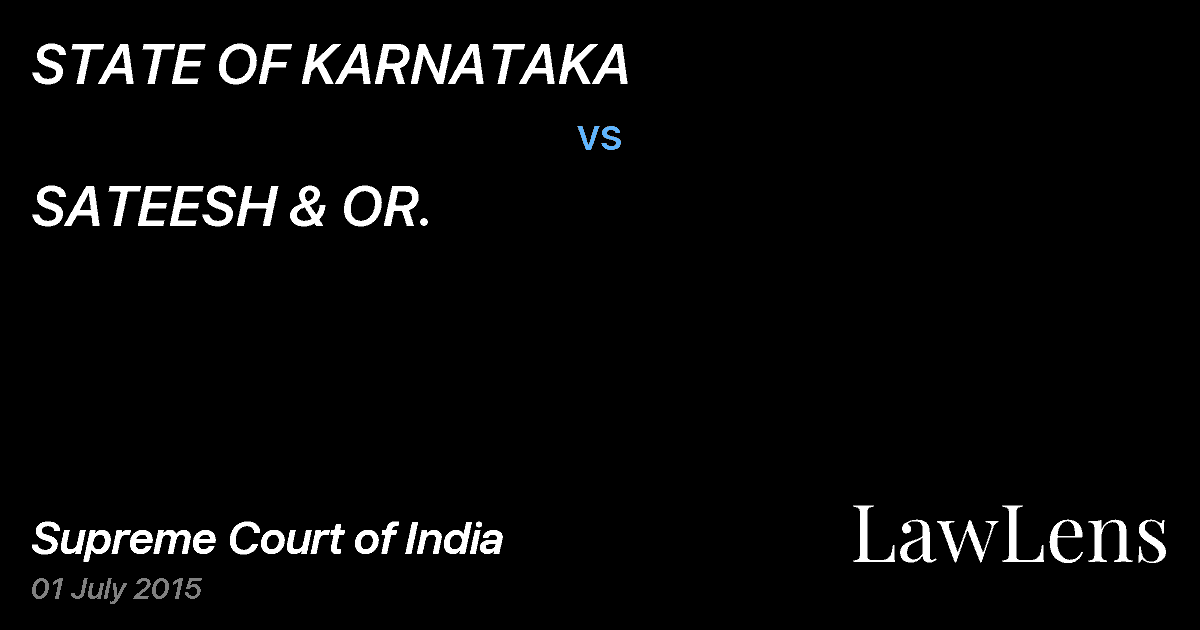 Preview image for STATE OF KARNATAKA vs. SATEESH & OR.