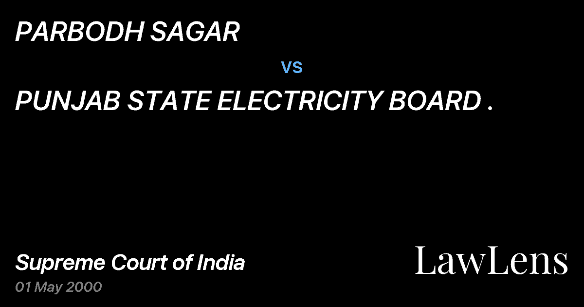 Preview image for PARBODH SAGAR vs. PUNJAB STATE ELECTRICITY BOARD .