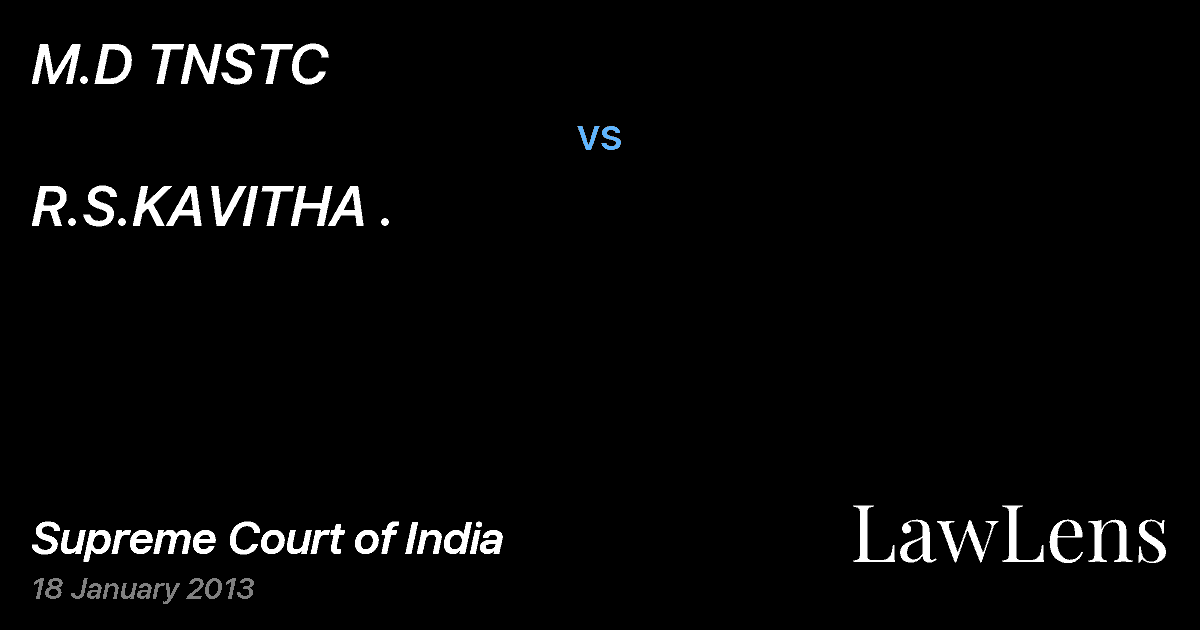 Preview image for M.D TNSTC vs. R.S.KAVITHA .