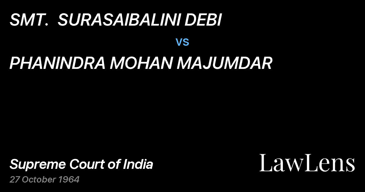 Preview image for SMT.  SURASAIBALINI DEBI vs. PHANINDRA MOHAN MAJUMDAR