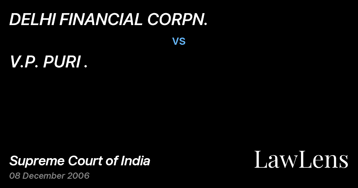 Preview image for DELHI FINANCIAL CORPN. vs. V.P. PURI .