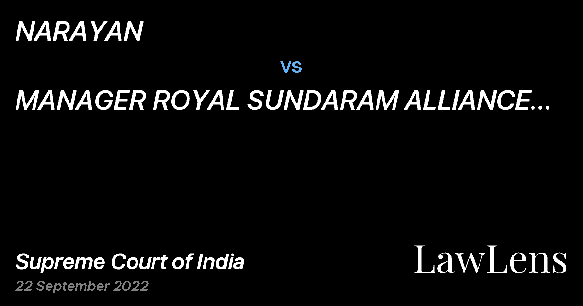 Preview image for NARAYAN vs. MANAGER ROYAL SUNDARAM ALLIANCE INSURANCE CO. LTD.