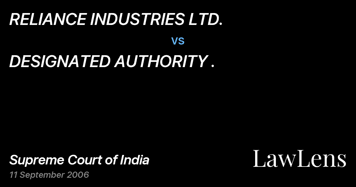 Preview image for RELIANCE INDUSTRIES LTD. vs. DESIGNATED AUTHORITY .