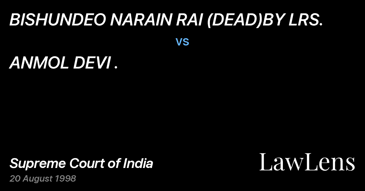 Preview image for BISHUNDEO NARAIN RAI (DEAD)BY LRS. vs. ANMOL DEVI .