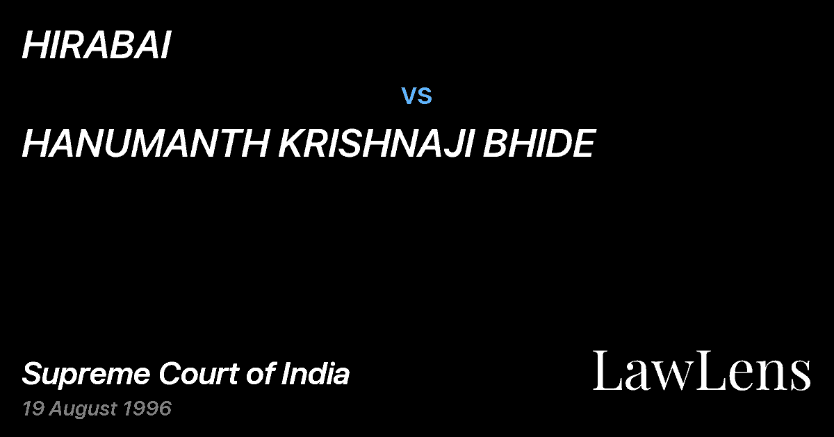 Preview image for HIRABAI vs. HANUMANTH KRISHNAJI BHIDE