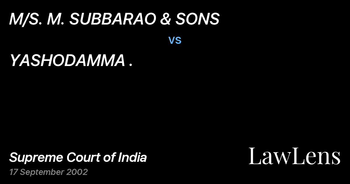 Preview image for M/S. M. SUBBARAO & SONS vs. YASHODAMMA .