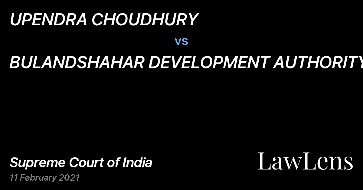 Preview image for UPENDRA CHOUDHURY vs. BULANDSHAHAR DEVELOPMENT AUTHORITY