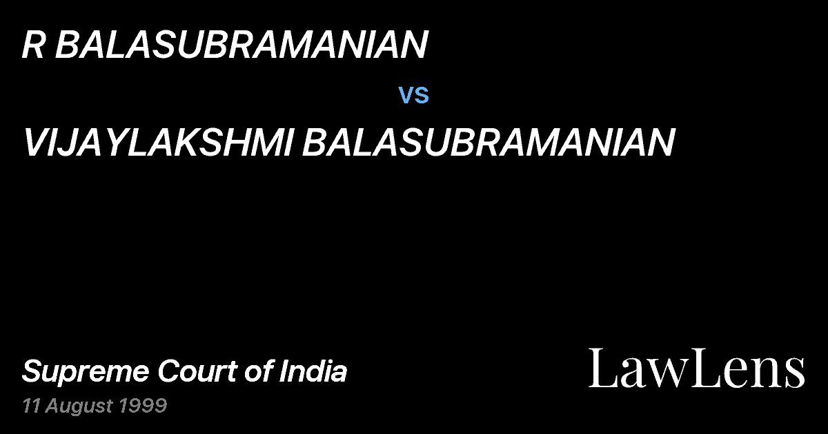 Preview image for R BALASUBRAMANIAN vs. VIJAYLAKSHMI BALASUBRAMANIAN